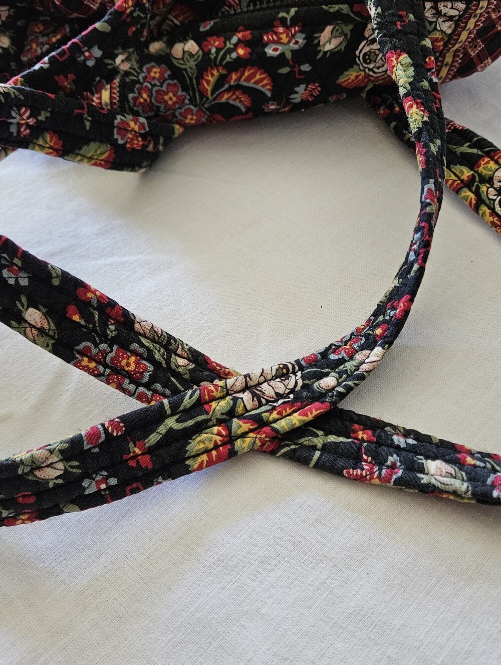 Quilted Floral Vera Bradley Mini Duffel in Black and Red - Women’s Shoulder Bag - Picture 6 of 9